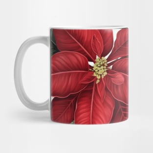 Christmas Vintage Red and White Poinsettia Pattern Mug